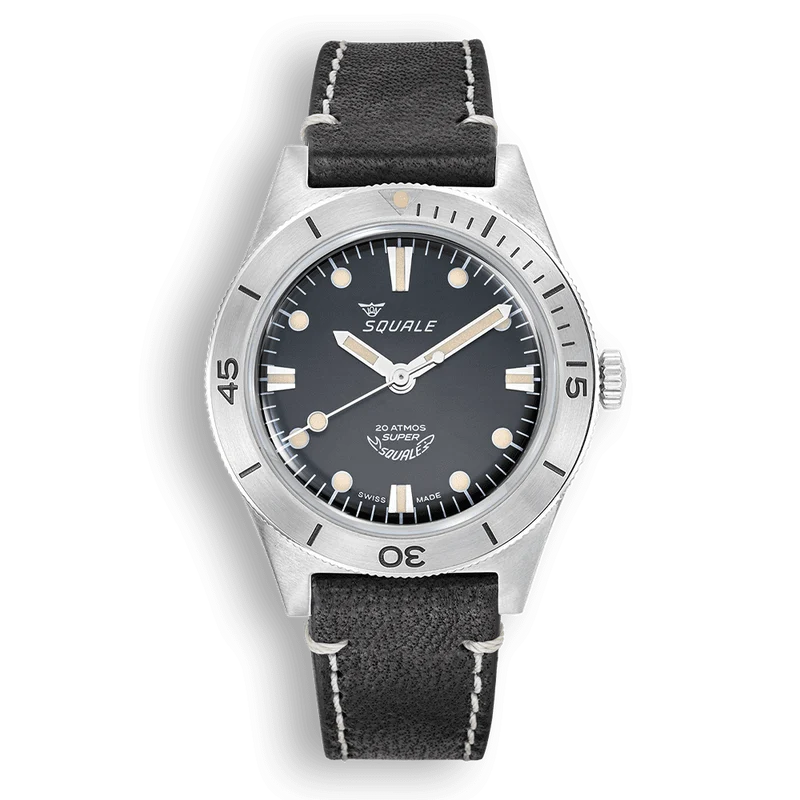 Montre automatique Squale Super-Squale Sunray en cuir noir et acier SUPERSSBK.PN