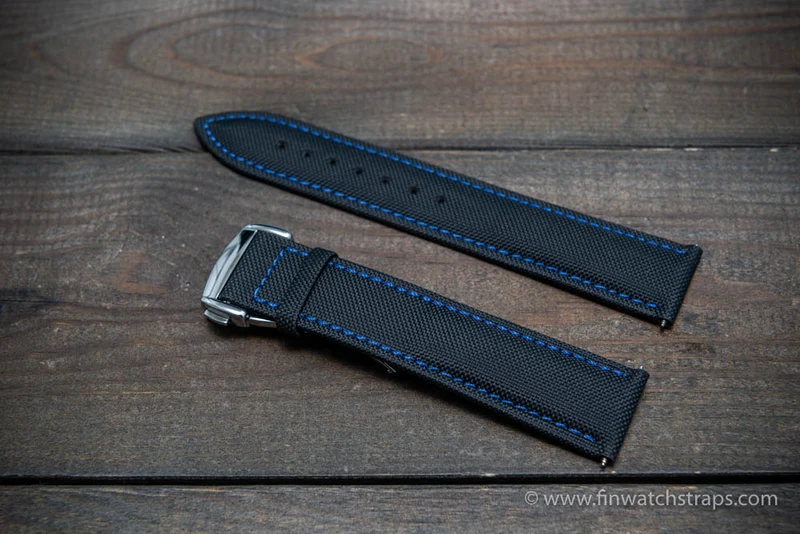 Omega watch strap, canvas with leather lining