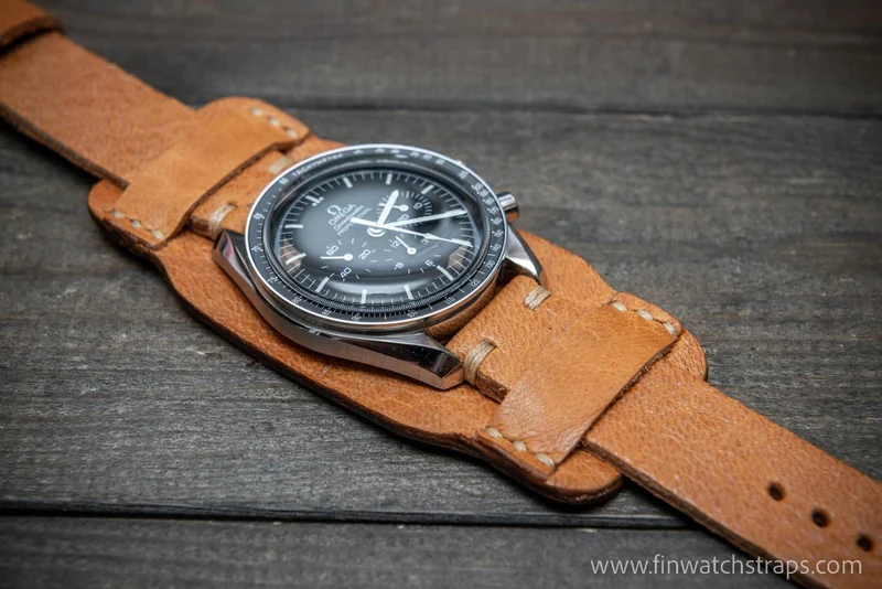 Bund-style Nordic reindeer leather Watch Strap, Aviator model, Lapland Reindeer, Finland