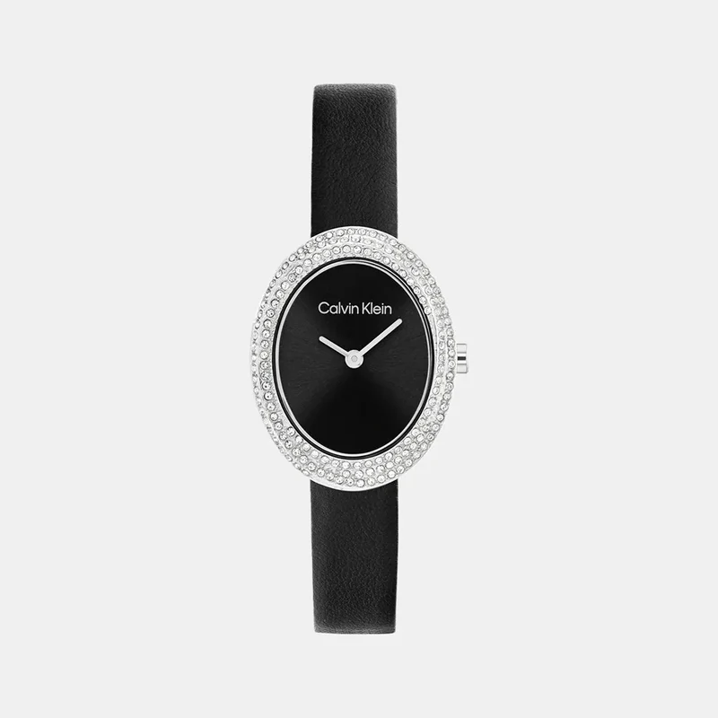Montre CALVIN KLEIN Femme Twisted Bezel en Cuir Noir 25100145