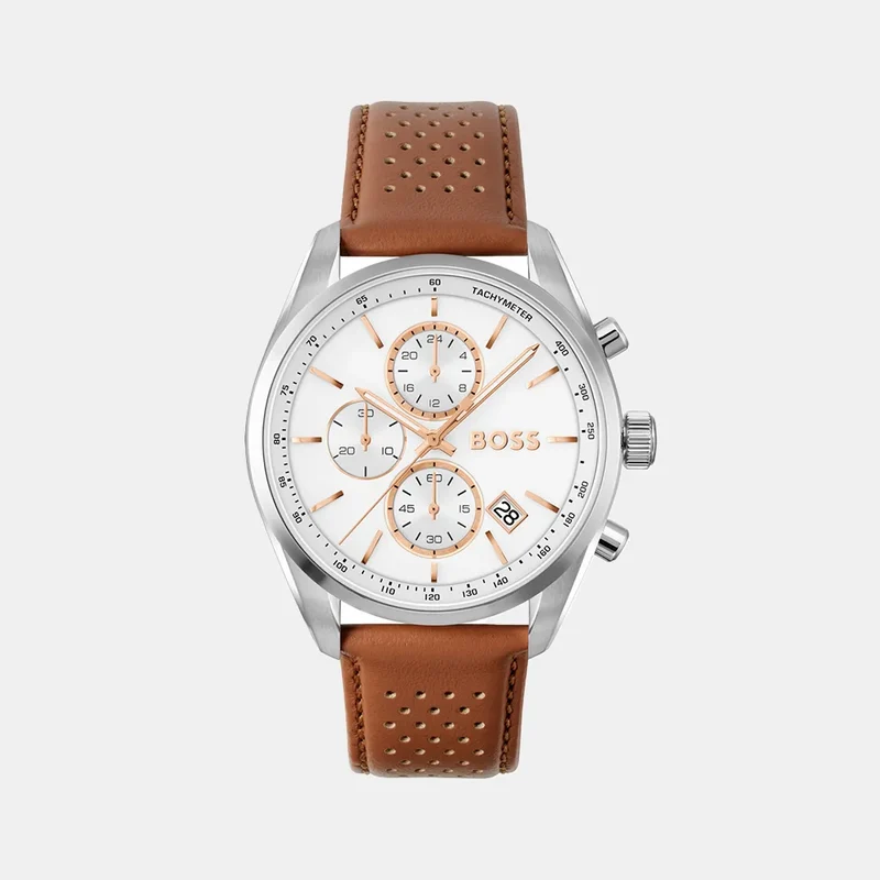 Montre BOSS Homme Grand prix 44 en Cuir Marron 1514313