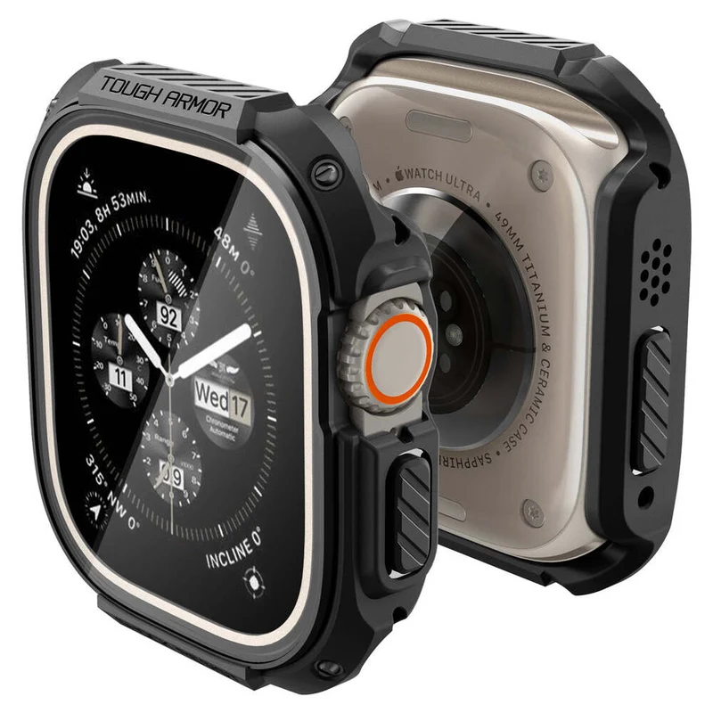 Spigen Apple Watch Ultra 4/3/2/1 49mm Tough Armor Screen Protector Case (Black)