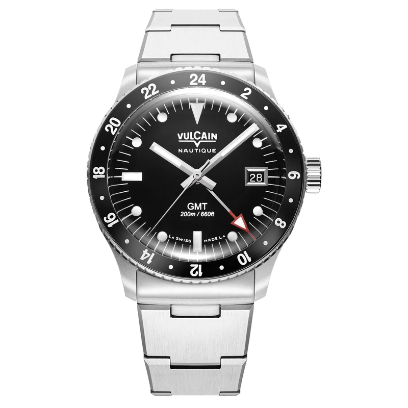Vulcain Montre automatique Skindiver GMT - Noir Luminova Blanc