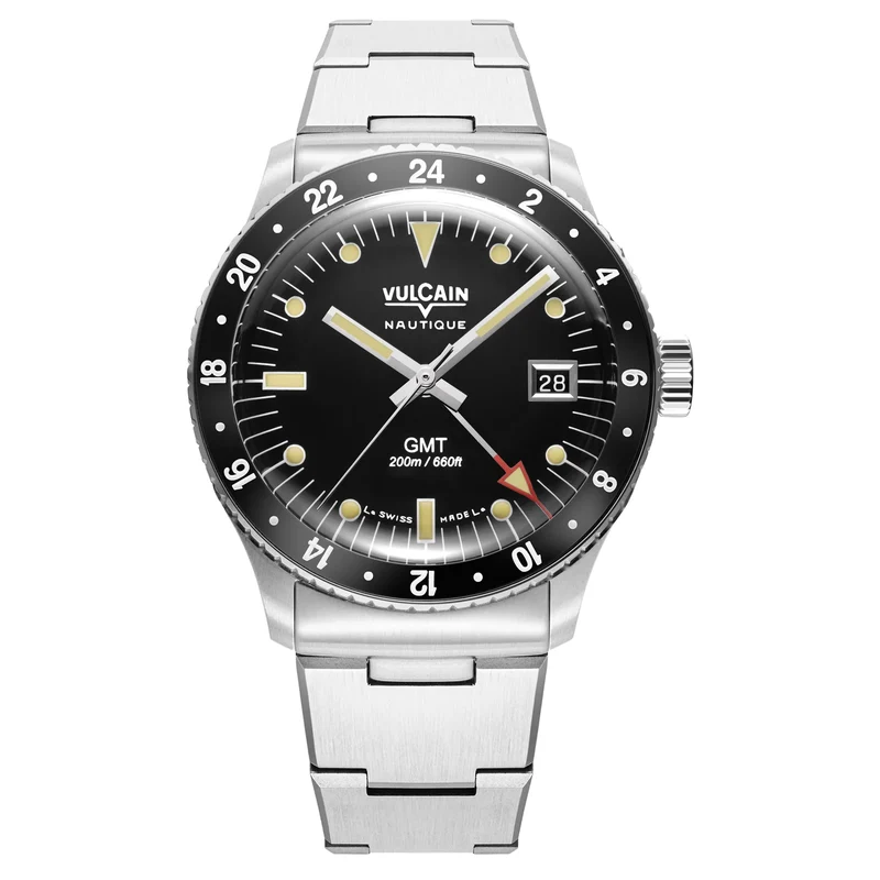 Vulcain Montre automatique Skindiver GMT - Noir Luminova Beige