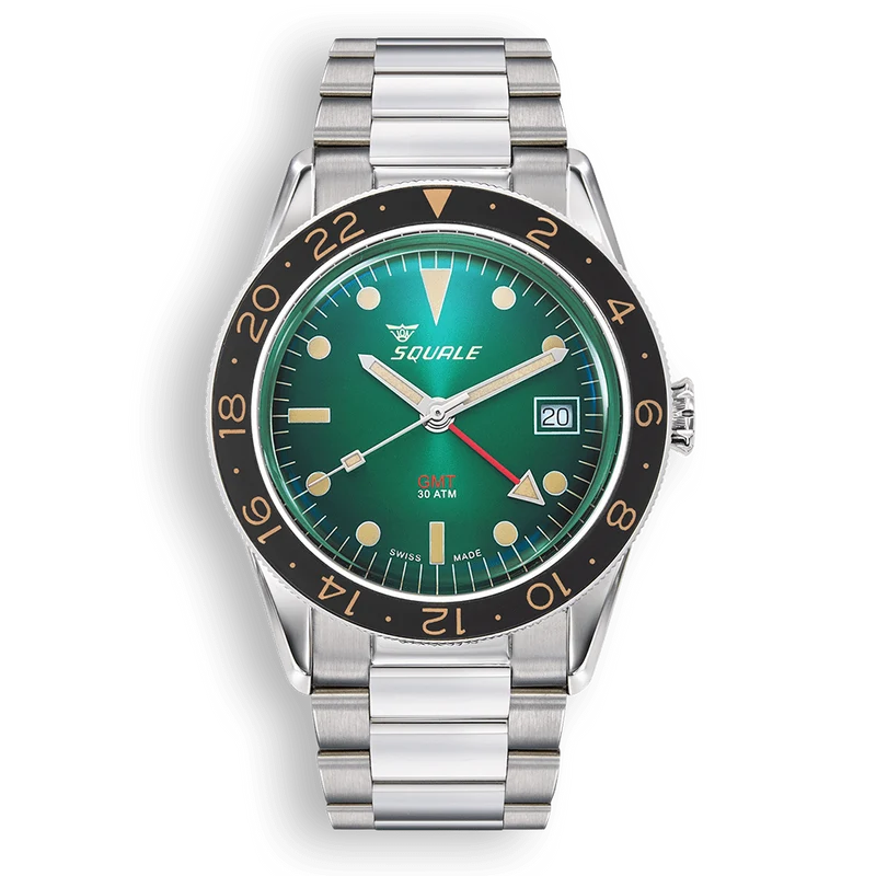 Montre automatique vintage verte Squale Sub-39 GMT en acier SUB-39GMGR.BR22