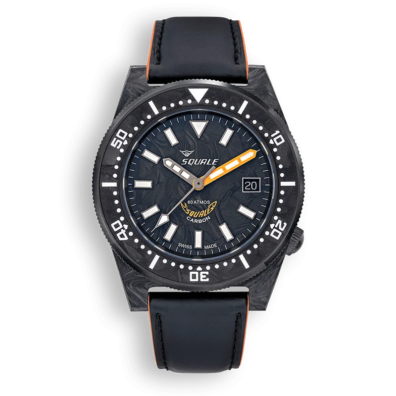 Montre automatique Squale T-183 en carbone forgé orange T183AFCOR.RLOR