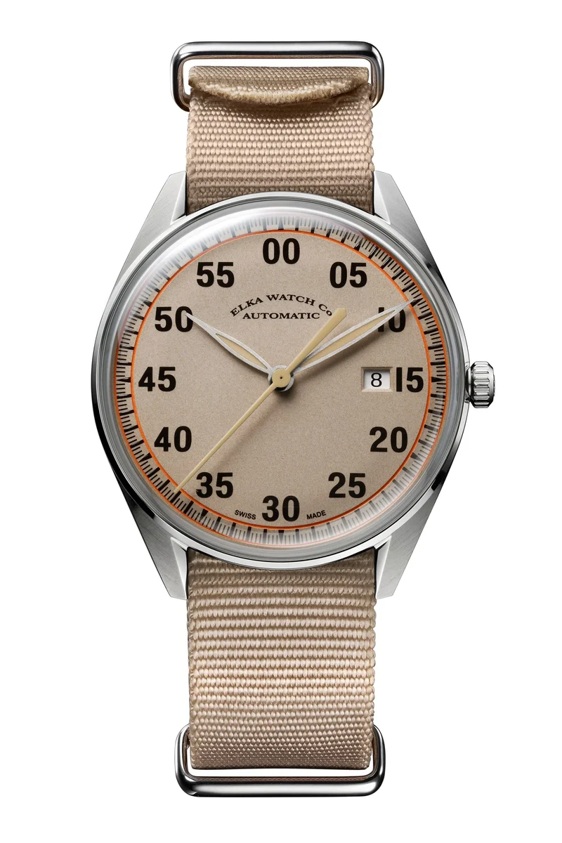 ELKA X02-0901 Automatique Cadran Beige et Nato Beige