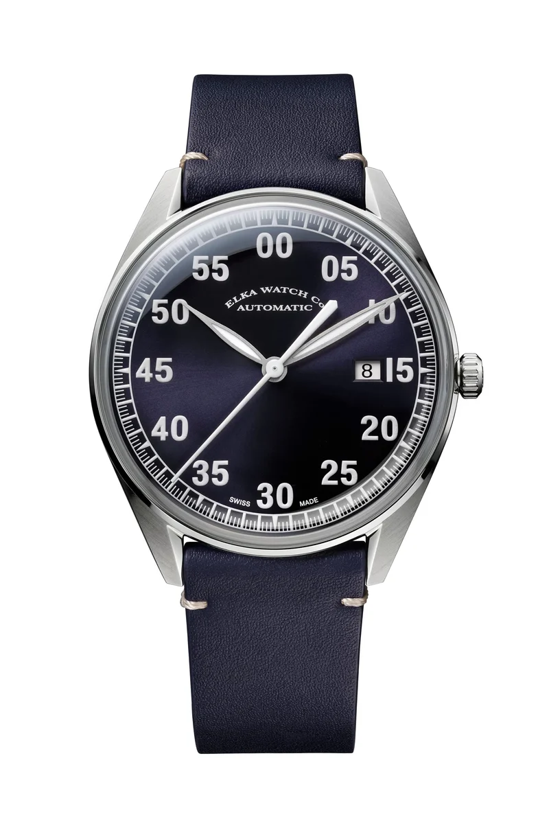 ELKA X03-0803 Automatique Cadran Bleu et Cuir Bleu