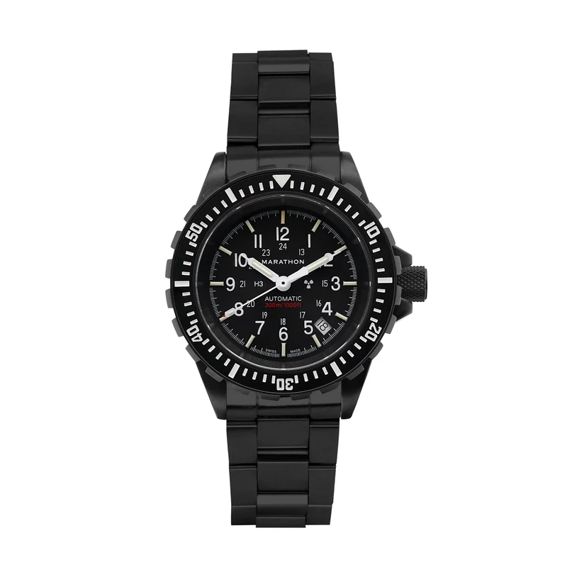 Montre Marathon 41 mm Anthracite Grande Montre de plongée automatique (GSAR) avec bracelet en acier inoxydable