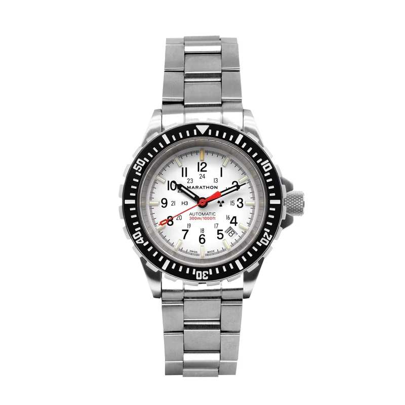 Montre Marathon 41 mm Arctic Edition Grande montre de plongée automatique (GSAR) avec bracelet en acier inoxydable