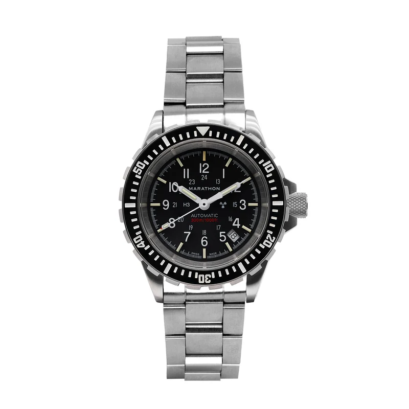 Montre Marathon 41 mm, grande montre de plongée automatique (GSAR) avec bracelet en acier inoxydable