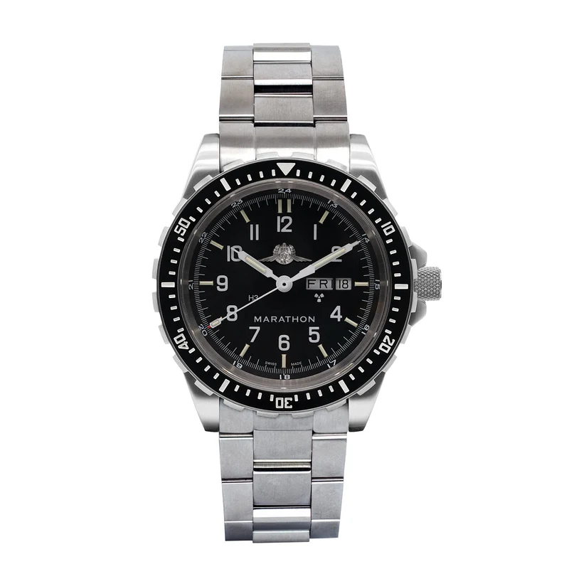 Montre Marathon 46 mm officielle IDF YAMAM™ Jumbo Day/Date automatique (JDD) avec bracelet en acier inoxydable