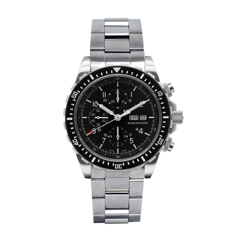 Montre Marathon Jumbo Diver/Pilot's Chronographe Automatique 46 mm (CSAR) avec Bracelet en Acier Inoxydable