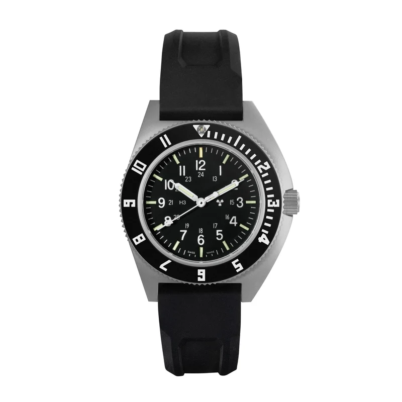 Montre Marathon Navigator 41 mm en acier (SSNAV) avec bracelet en caoutchouc noir (3 pièces)