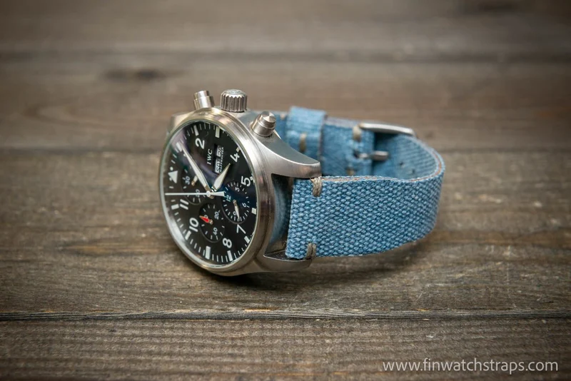 Vintage washed canvas Pilot watch strap, Aviator model, Military style tapered model 19x16mm, 20x16mm, 21x18mm, 22x18mm, 23x20mm, 24x20mm. Full customisation options.