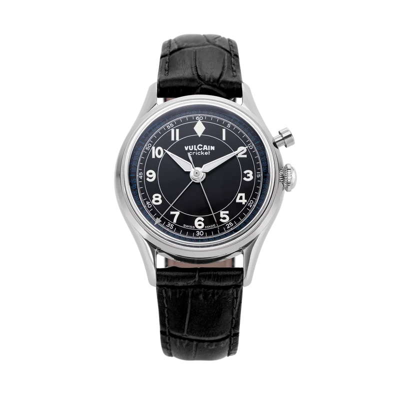 Vulcain Manuel Cricket Classique 36 mm - Noir et Blanc/Bleu