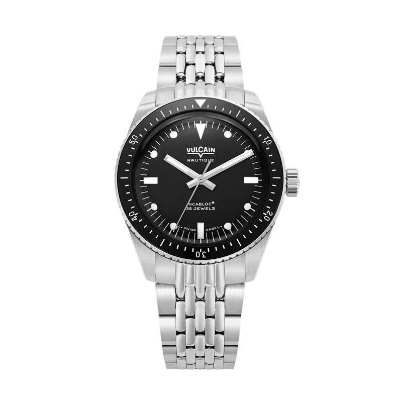 Vulcain Montre automatique Skindiver Nautique - Noir avec lum. blanc