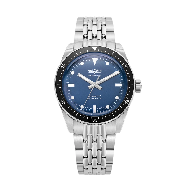 Vulcain Nautique Skindiver automatique - Bleu avec lum blanc