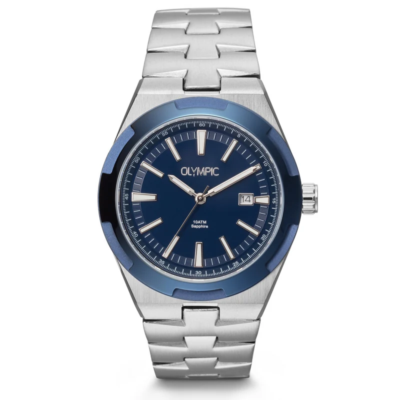Olympic Legacy Montre Pour Homme Argentée et Bleue OL75HSS005