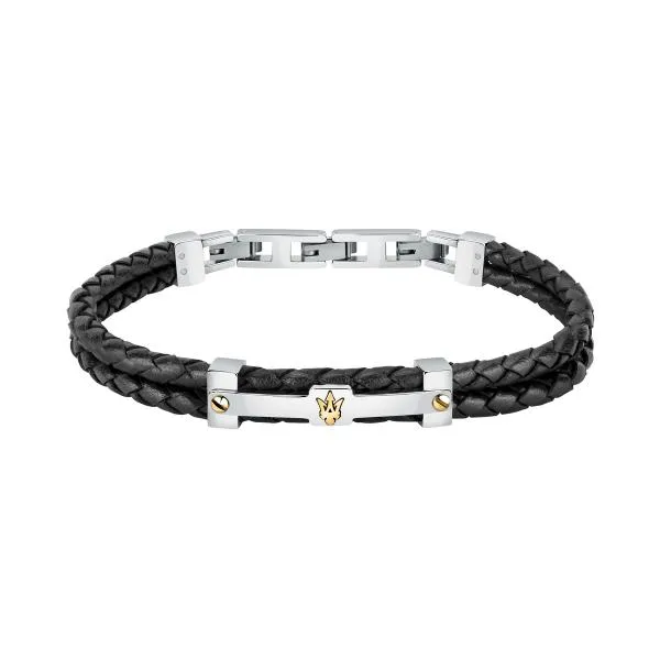 Bracelet MASERATI BIJOUX Homme en Cuir Noir JM422AVE11