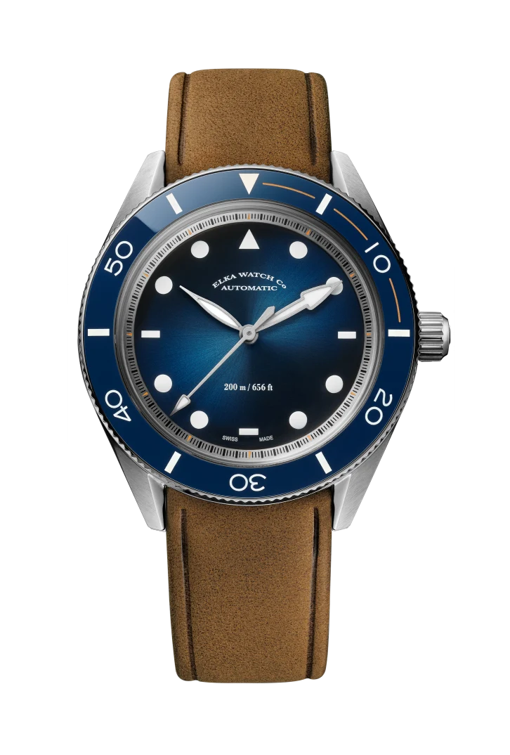 ELKA Arinis AF01W-0804 Automatique Cadran Bleu Dégradé et Nubuck Cognac