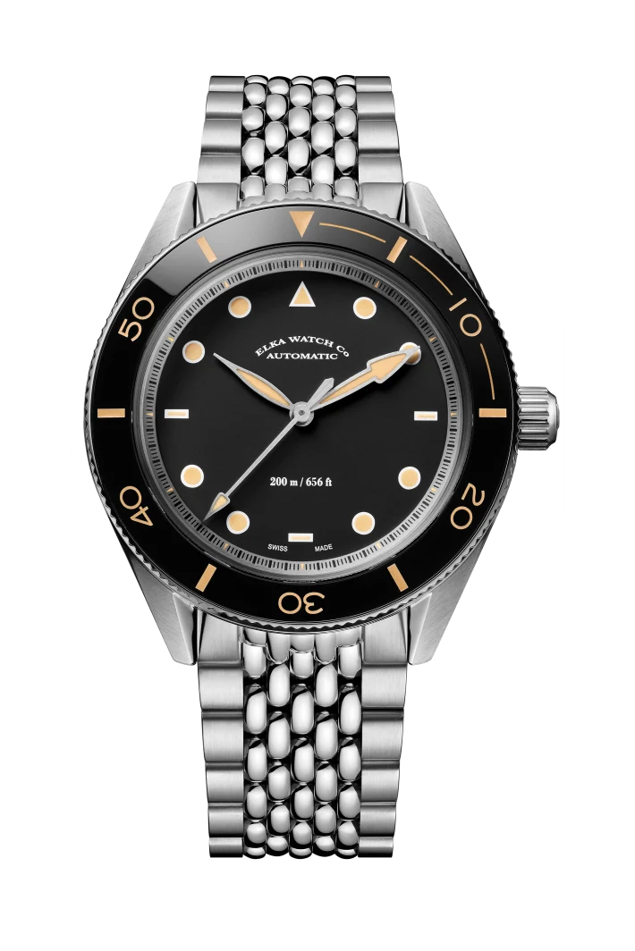 ELKA Arinis AF02W-1002 Automatique Cadran Noir et Bracelet Grain de Riz