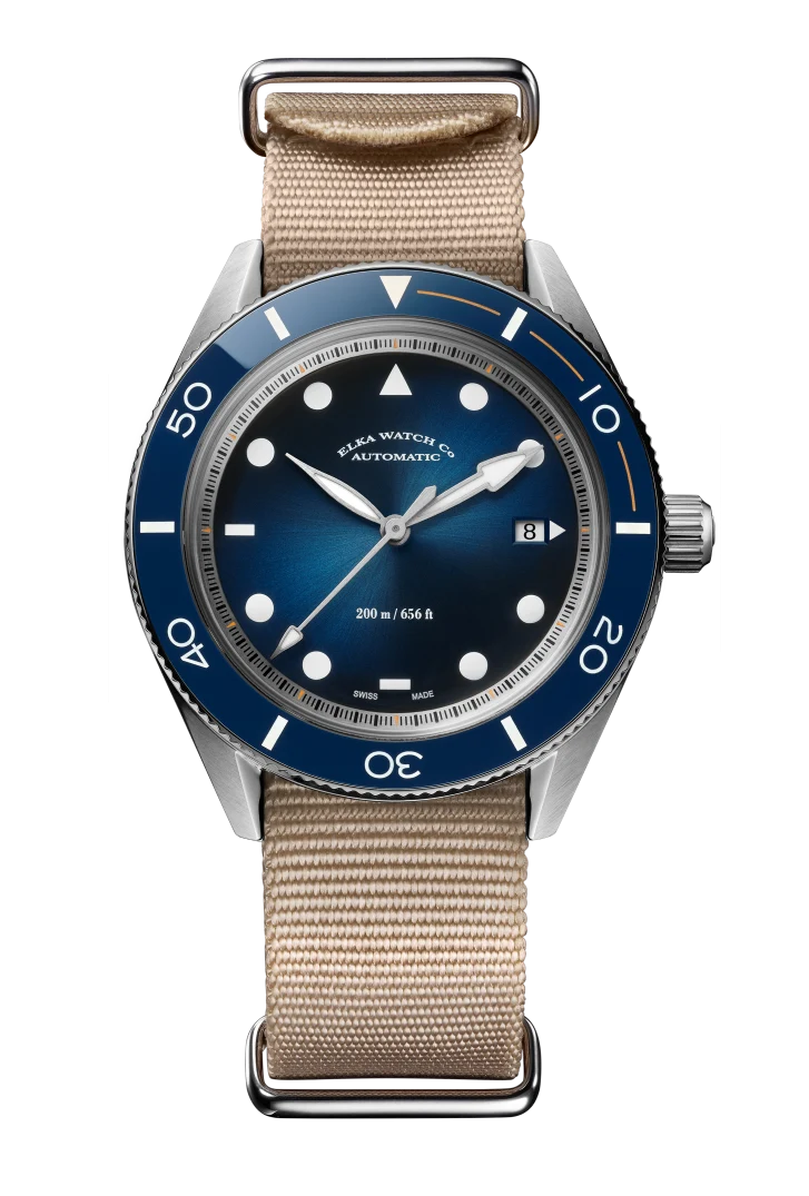 ELKA Arinis AF01-0901 Cadran dégradé bleu automatique et Nato beige