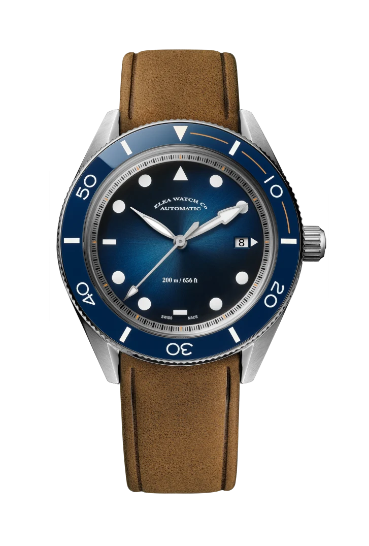 ELKA Arinis AF01-0804 Automatique Cadran Bleu Dégradé & Nubuck Cognac