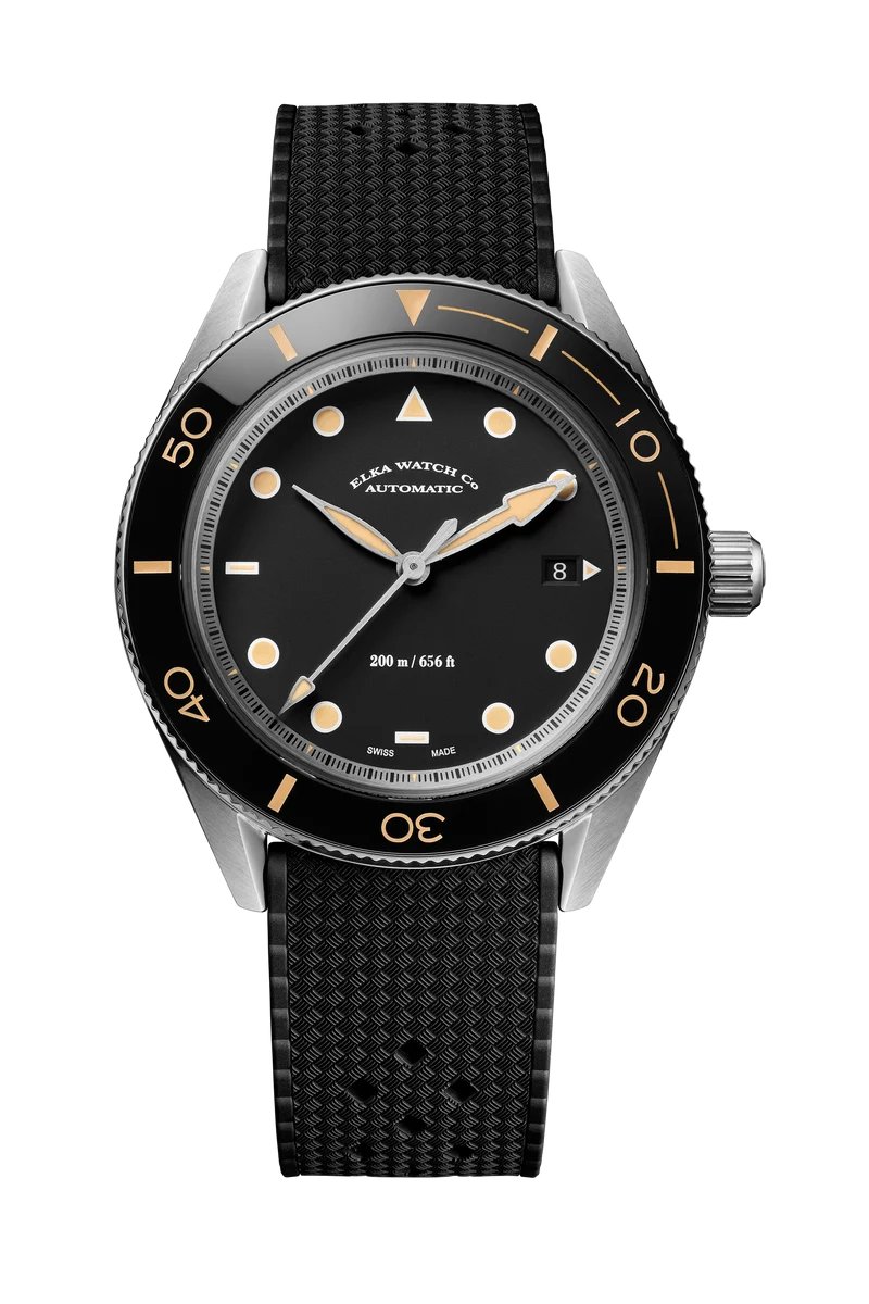 ELKA Arinis AF02-1202 Automatique Cadran Noir et Caoutchouc Tropique Noir