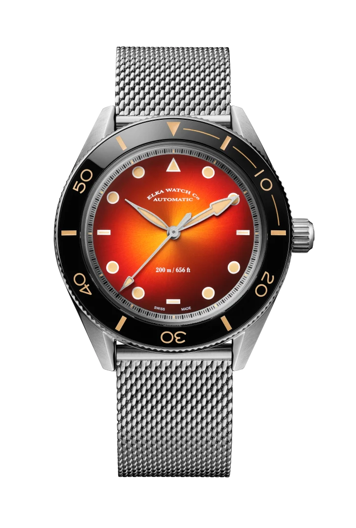ELKA Arinis AF03W-1001 Automatique Cadran Ambre et Maille Milanaise