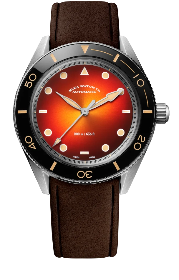 ELKA Arinis AF03W-0811 Automatique Cadran Ambre et Cuir Marron
