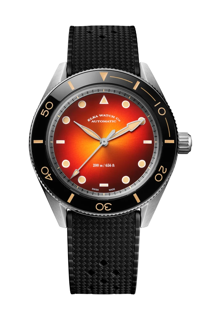 ELKA Arinis AF03W-1202 Automatique Cadran Ambre et Caoutchouc Tropic Noir