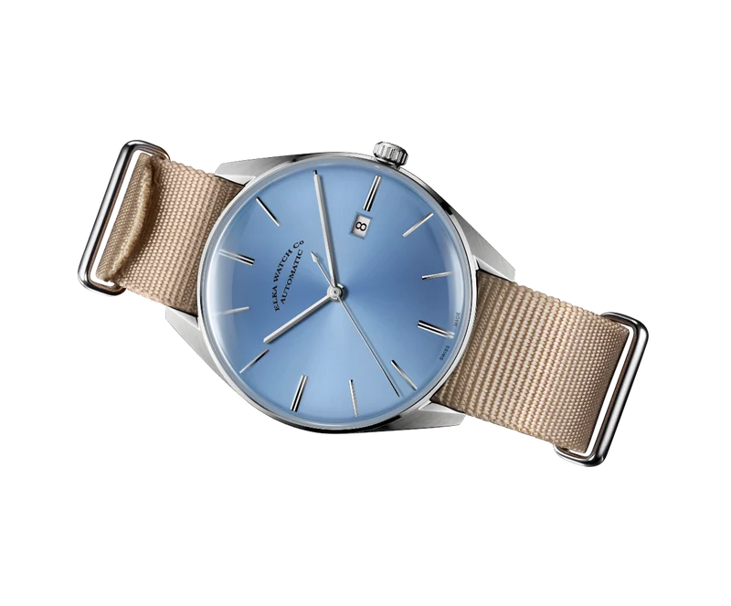 ELKA D08-0901 Automatique Cadran Bleu Bébé et Beige NATO