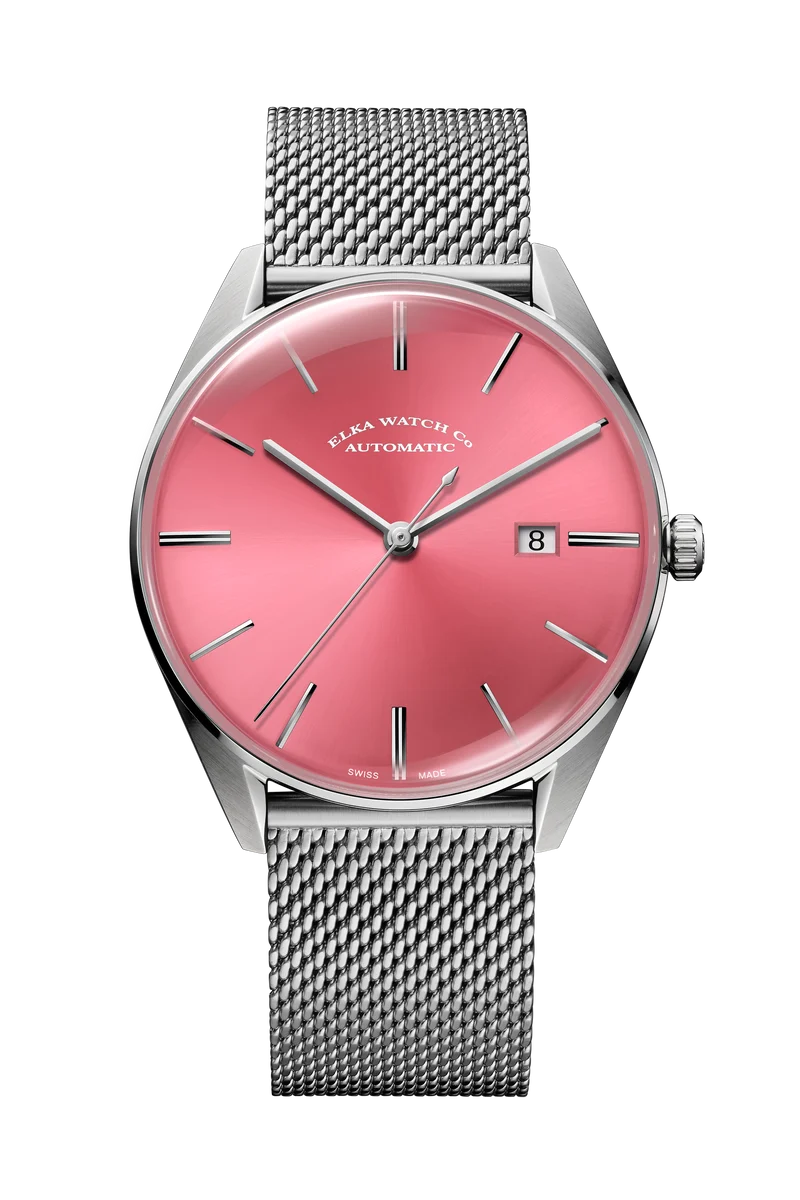 ELKA D06-1001 Automatique Cadran Rose Bébé et Maille Milanaise