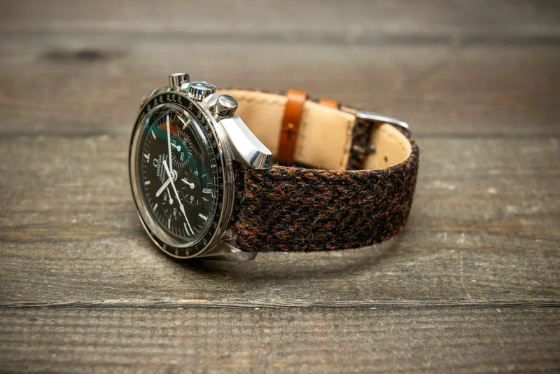 Tweed watch strap, Watch band made of HARRIS TWEED®,"Cairn Brown"
