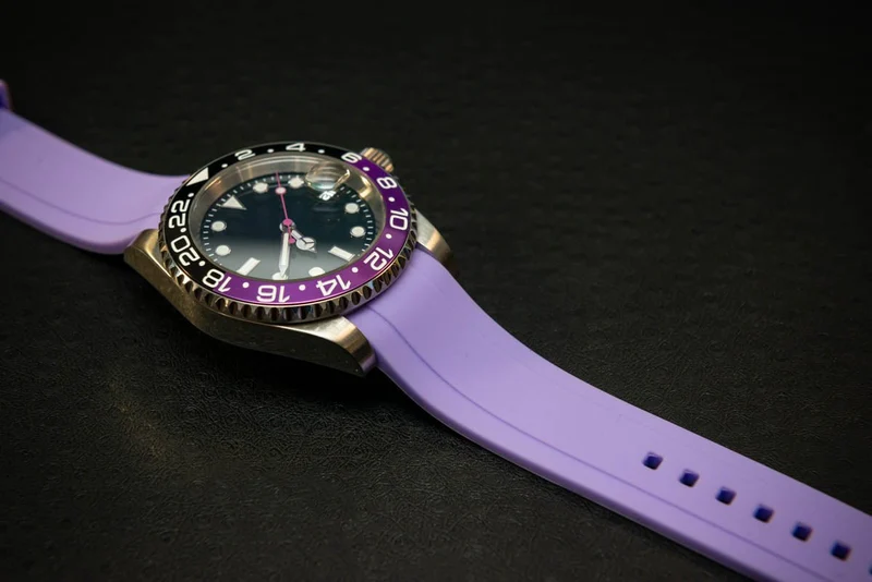 Waterproof watch strap, fluororubber (FKM) watch band, premium quality, for sports, width: 18, 20, 21, 22 mm.