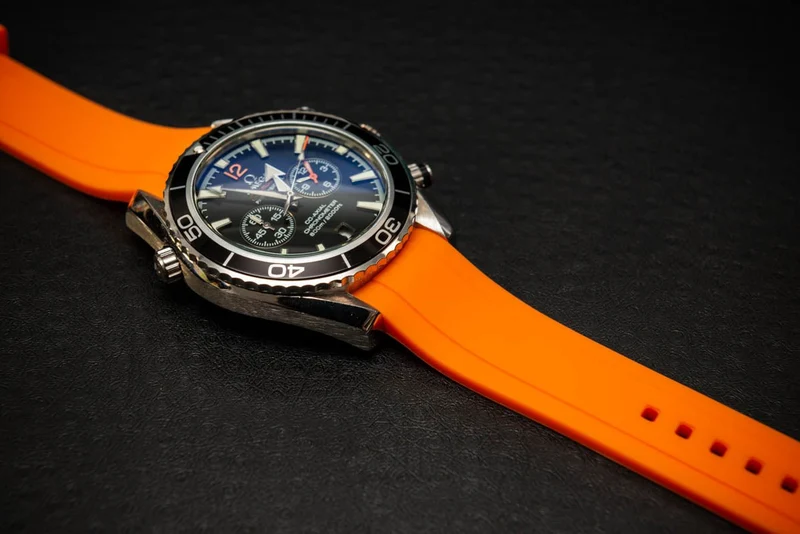 Waterproof watch strap, fluororubber (FKM) watch band, premium quality, for sports, width: 18, 20, 21, 22 mm.