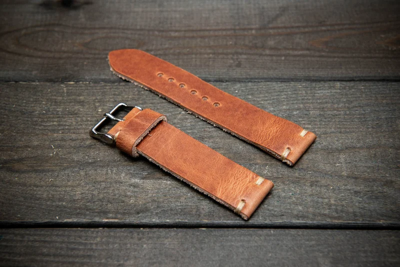 Horween Dublin Natural Leather Watch Strap - Handmade in Finland