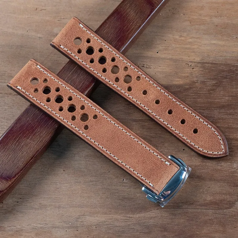 Bracelet rallye Tuscany marron compatible boucle déployante omega