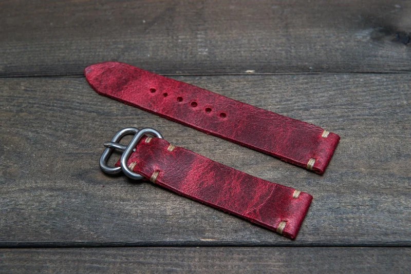 Suede vintage leather watch strap (Crazy cow), handmade in Finland - 16mm, 17 mm, 18mm, 19 mm, 20mm, 21mm, 22mm, 23 mm, 24mm, 25 mm, 26 mm.