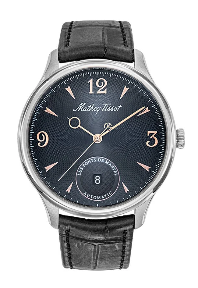 Montre Mathey-Tissot Edmond automatique Havana en acier inoxydable / cuir noir et cadran AC1886CNA