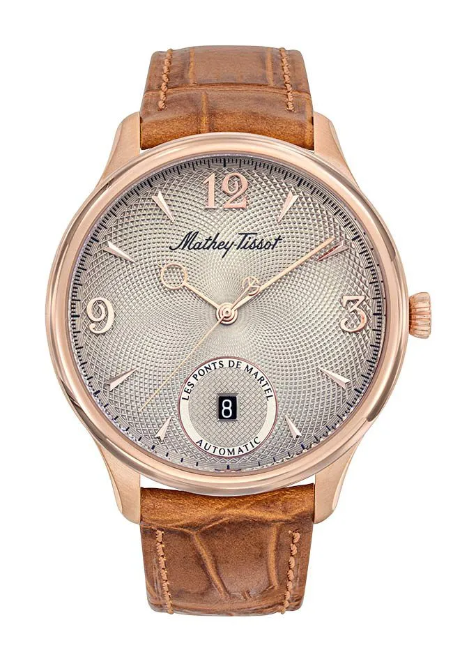 Montre Mathey-Tissot Edmond Automatique Havane Or Rose / Cuir Camel et Cadran Crème AC1886CI