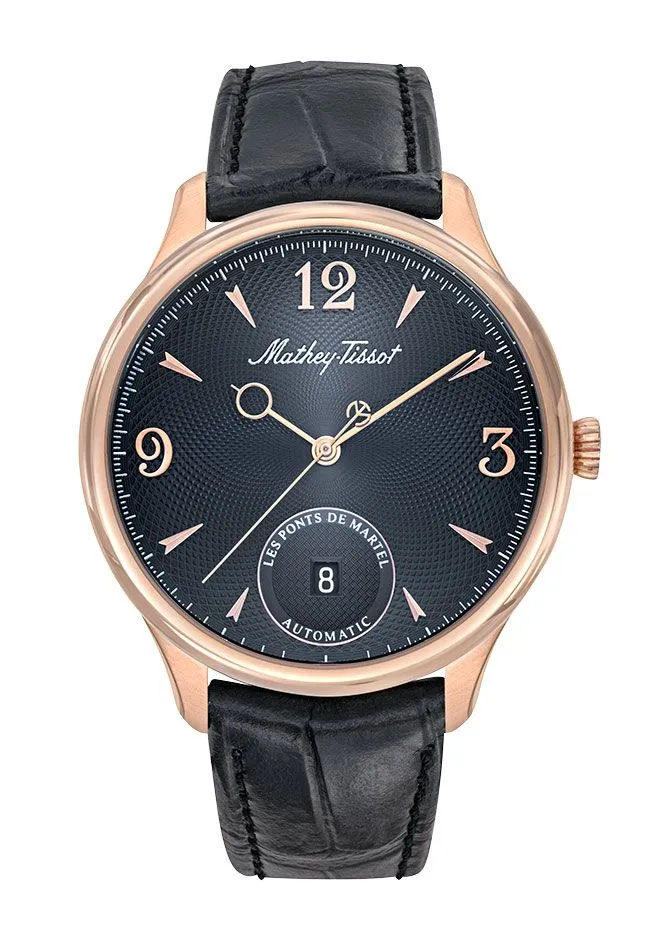 Mathey-Tissot Edmond Automatique Havane Or Rose / Cuir Noir et Cadran AC1886CN