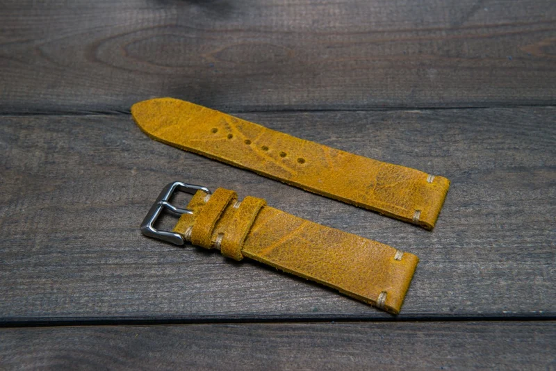 Suede vintage leather watch strap (Crazy cow), handmade in Finland