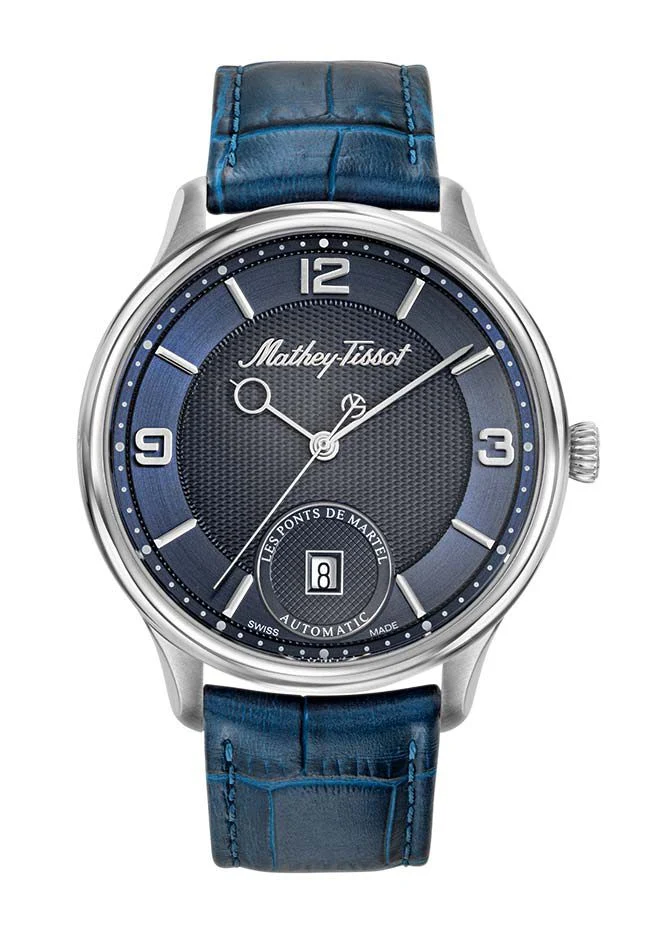 Mathey-Tissot Edmond Auto 3D Acier inoxydable / Cuir bleu et cadran bleu AC1886ABU