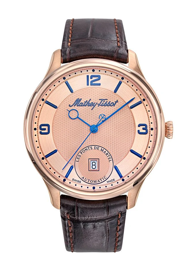 Mathey-Tissot Edmond Auto 3D Or rose et cuir marron AC1886PSL