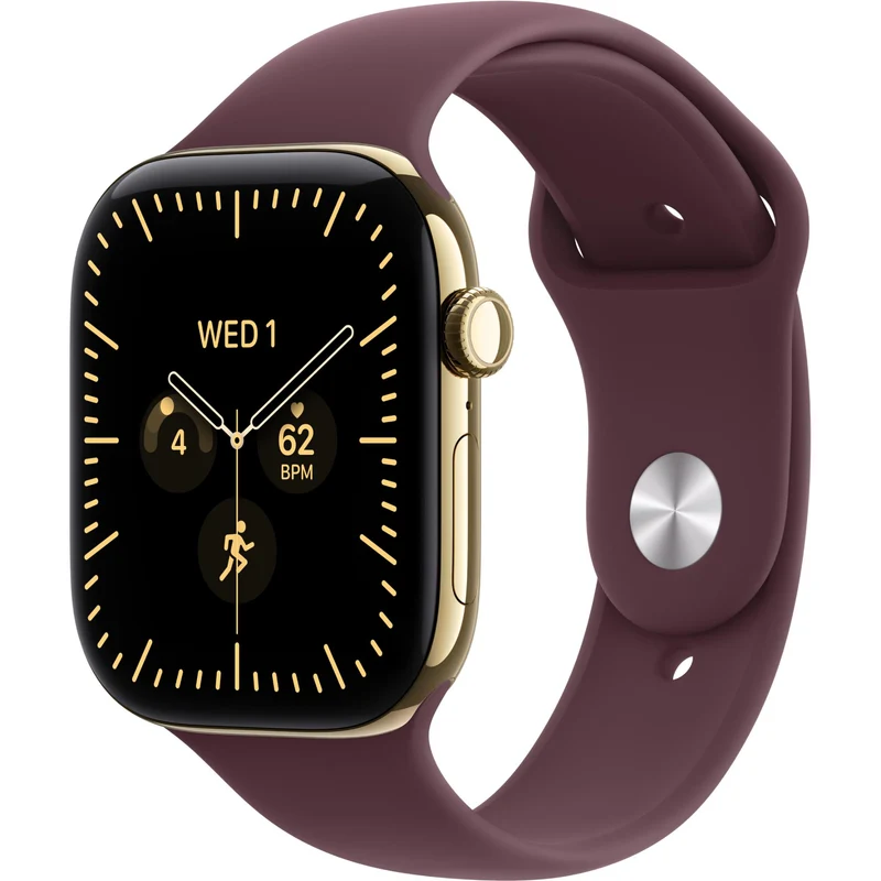 Apple Watch Series 12 46mm Radiant Gold Titanium Case GPS + Cellular Sport Band (M/L) [Burgundy]