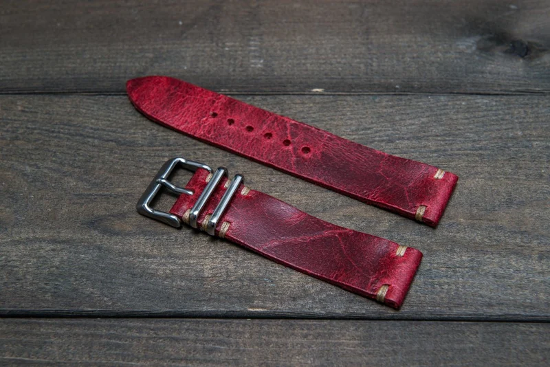 Suede vintage leather watch strap (Crazy cow), handmade in Finland - 16mm, 17 mm, 18mm, 19 mm, 20mm, 21mm, 22mm, 23 mm, 24mm, 25 mm, 26 mm.