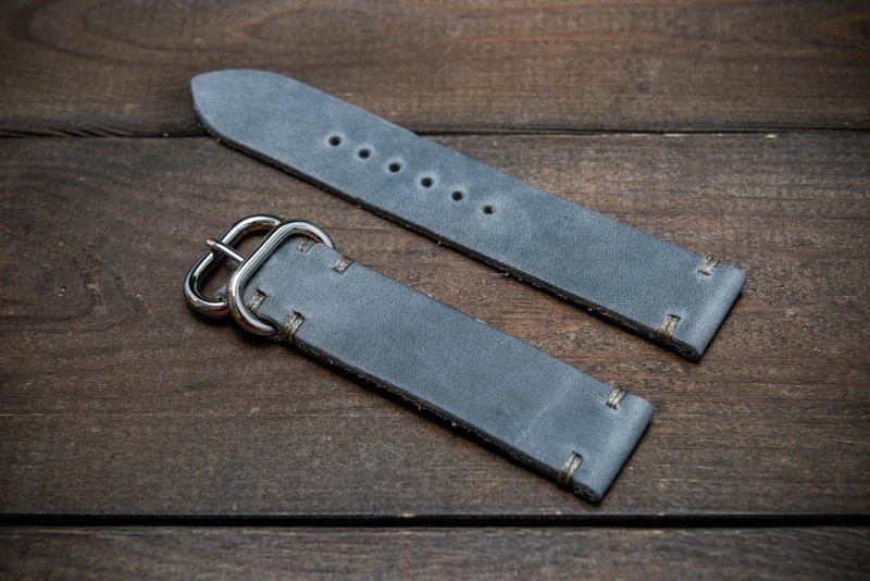Leather watch strap. Badalassi wax Fodder Grey. Hand-made to order in Finland. 15-26 mm