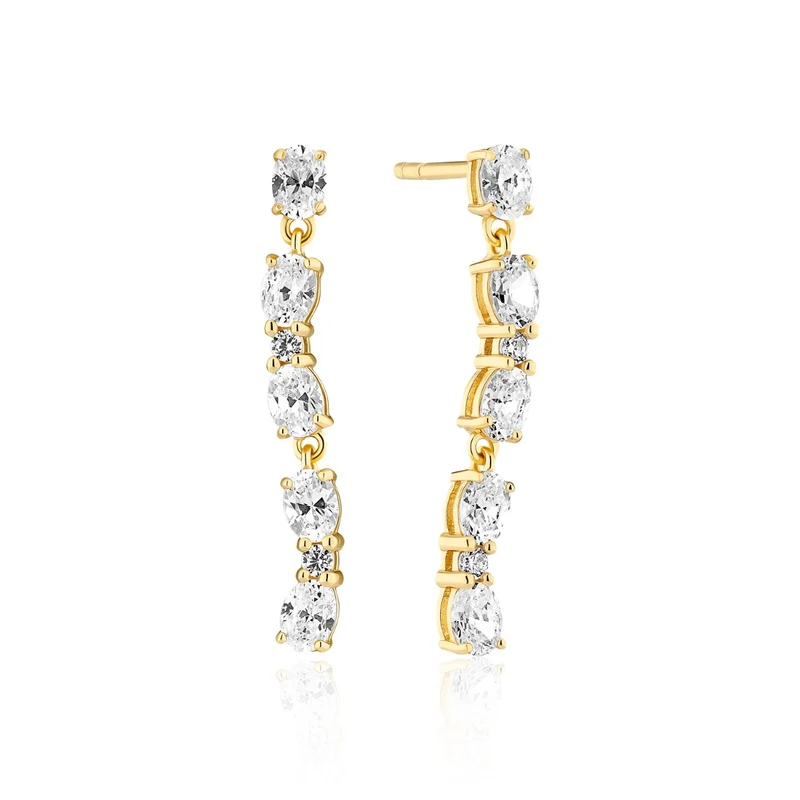 Sif Jakobs Ellera Boucles d'oreilles en argent sterling 925 plaqué or 18 carats SJ-E2417-CZ-YG